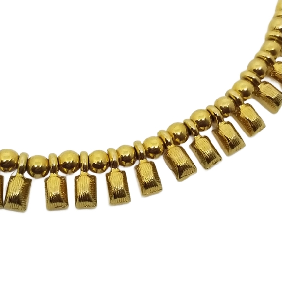 MONET VINTAGE 1960s GOLDTONE & CRYSTAL CLEOPATRA FRINGE COLLAR NECKLACE - Picture 7 of 8